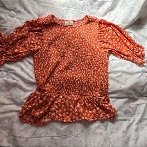 Floral puff sleeve blouse